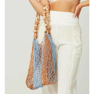 L*SPACE Urbano Bag Chestnut & Peri Blue Market Blogger Net Woven OS $170